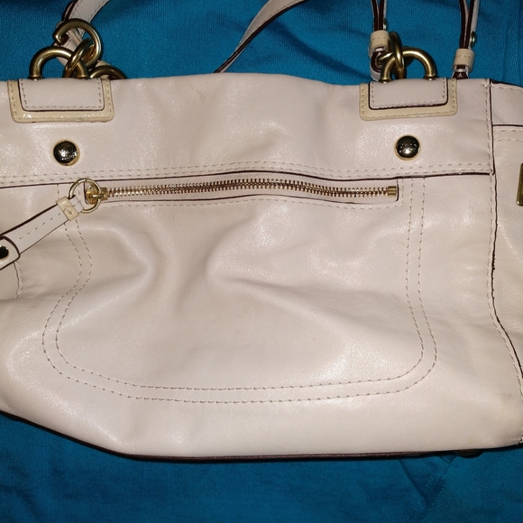 Coach Leather Handbag - Cream with Brass-Tone Metal Accents - Picture 3 of 8